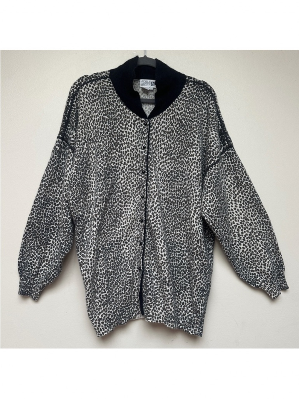 Adele Joyce Women Leopard Print Wool Blend Cardigan‎ Sweater Size 2X Vintage
